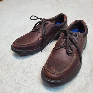Clarks Brown Bradley Leather Shoe Sneaker 10 Office Grandpa Classic Academia